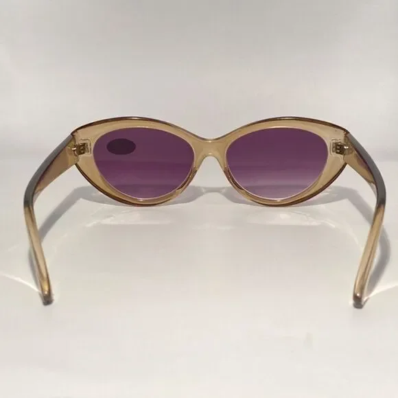 Barbara Reading Sunglasses 1.25 Clear Taupe Sweetheart Frames Dark Lenses NWT - Picture 3 of 8
